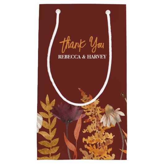 Boho Terracotta Wildflower herfst herfst bruiloft Klein Cadeauzakje (Voorkant)