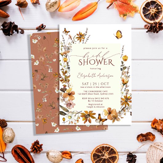 Boho Terracotta Wildflower Lijst Vrijgezellenfeest Kaart