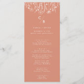 Boho Terracotta Wildflower Monogram Huwelijksmenu Menu (Voorkant)
