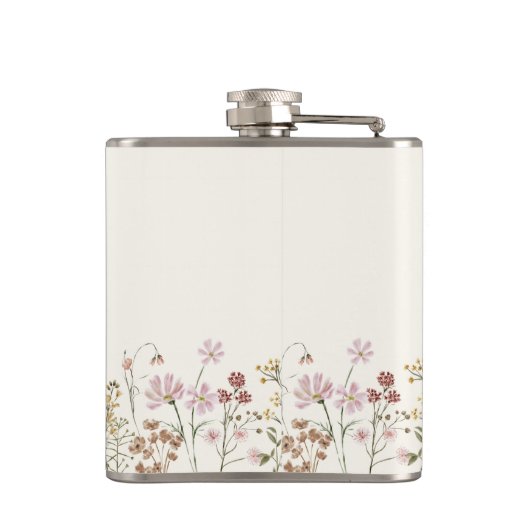 Boho Terracotta Wildflower Monogram Naam Heupfles (Achterkant)