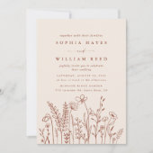 Boho Terracotta Wildflower Photo Wedding Kaart (Voorkant)
