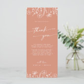 Boho Terracotta Wildflower Thank You Place Card Menu (Staand voorkant)