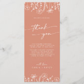 Boho Terracotta Wildflower Thank You Place Card Menu (Voorkant)