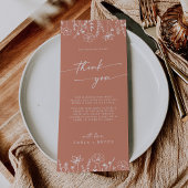 Boho Terracotta Wildflower Thank You Place Card Menu