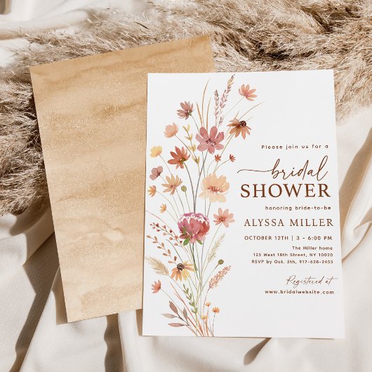 Boho Terracotta Wildflower Vrijgezellenfeest Kaart