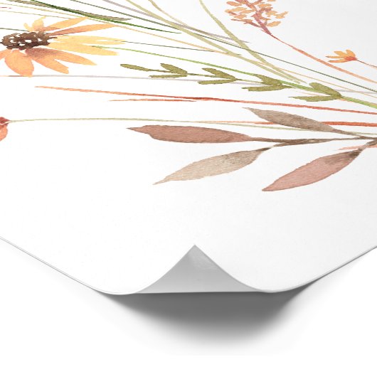 Boho Terracotta Wildflower Vrijgezellenfeest Welko Poster (Hoek)