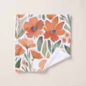 Boho Terracotta Wildflower Waterverf Bloemen Bad Handdoek (Wasdoekje)