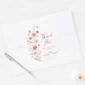 Boho Terracotta Wildflowers Baby shower Ronde Sticker (Envelop)