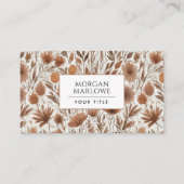 Boho Terracotta Wildflowers Bloemenpatroon Visitekaartje (Voorkant)