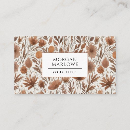 Boho Terracotta Wildflowers Bloemenpatroon Visitekaartje (Voorkant)