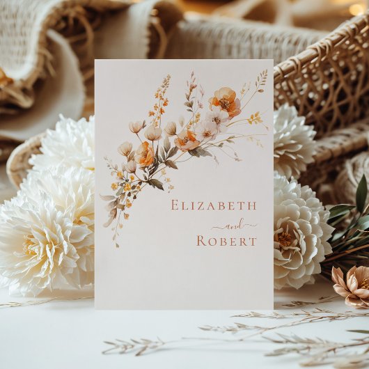 Boho Terracotta Wildflowers Herfst Wedding Program Programmakaart