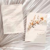 Boho Terracotta Wildflowers Herfst Wedding Program Programmakaart