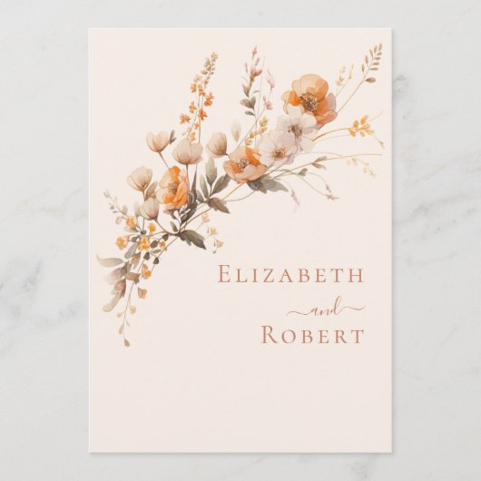 Boho Terracotta Wildflowers Herfst Wedding Program Programmakaart (Voorkant)