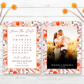 Boho Terracotta Wildflowers Photo Wedding Calendar Save The Date