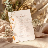 Boho Terracotta Wildflowers Wedding Details Kaart