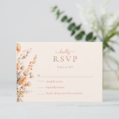 Boho Terracotta Wildflowers Wedding RSVP Card (Staand voorkant)