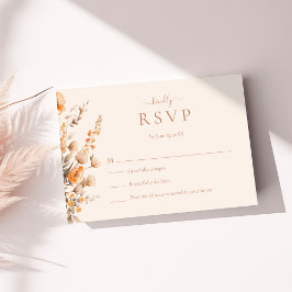 Boho Terracotta Wildflowers Wedding RSVP Kaart