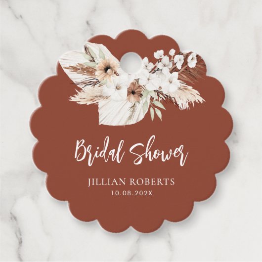 boho terracotta witte bloemen bruidsfeest cadeautj bedankjes labels (Voorkant)