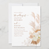 Boho Terracotta Witte Pampas Gras Orciden Bruiloft Kaart (Voorkant)