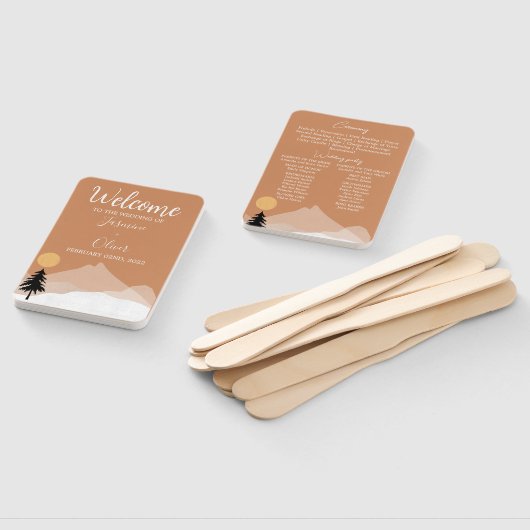 Boho terracotta woestijn thema bruiloft programma handwaaier (Niet-gemonteerd)