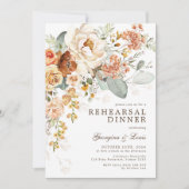 Boho Terracotta Yellow Floral Rehearsal Dinner Kaart (Voorkant)