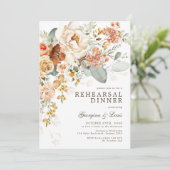 Boho Terracotta Yellow Floral Rehearsal Dinner Kaart (Staand voorkant)