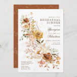 Boho Terracotta Yellow Flower Rehearsal Dinner Kaart<br><div class="desc">Deze bijtende botanische bloemuitnodigingen zijn de perfecte aanraking voor je tuinthematisch evenement. Pas de uitnodiging aan met uw details en als u de stijl en plaatsing van de tekst verder wilt herschikken,  drukt u op de knop "Klik om verder aan te passen".</div>