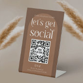 Boho Terracotta Zakelijk Sociale Media QR Code Reclamebord Met Voetstuk