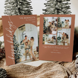 Boho Terracotta Zalig Kerst Foto Feestdagenkaart