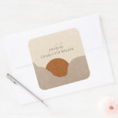 Boho Terracotta Zand Abstract Handgemaakte Sierade Vierkante Sticker (Envelop)