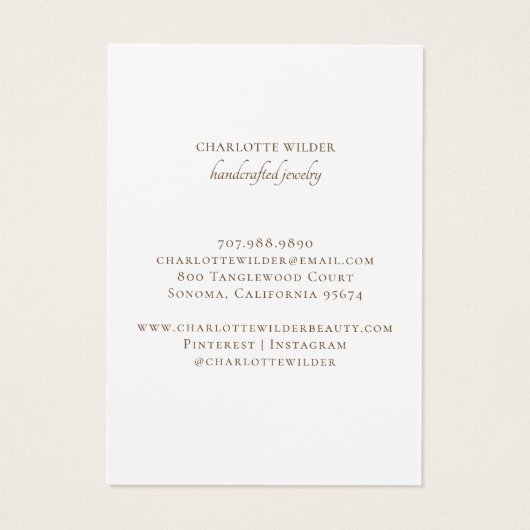 Boho Terracotta Zand Abstract Ketting Display Visitekaartje (Achterkant)