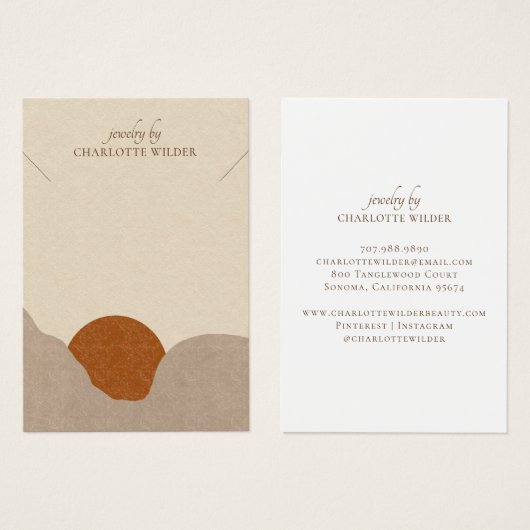 Boho Terracotta Zand Abstract Ketting Display Visitekaartje (Voorkant /achterkant)