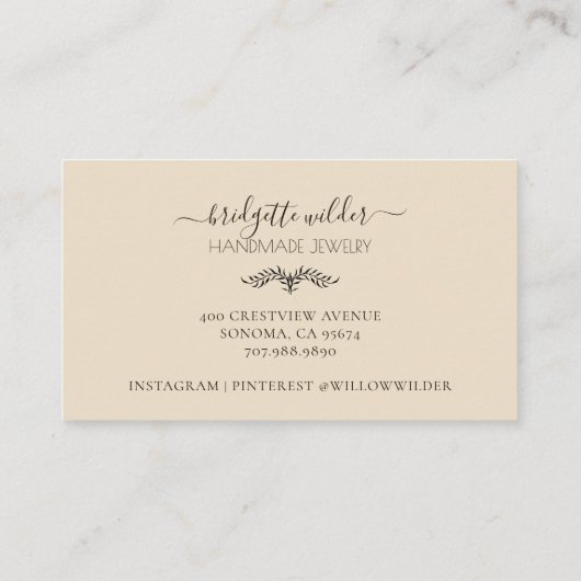 Boho Terracotta Zon Handgemaakte Sieraden Displayk Visitekaartje (Achterkant)