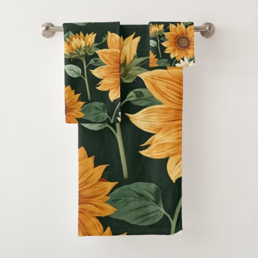 Boho Terracotta  Zonnebloem Patroon Bad Handdoek (Insitu)