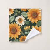 Boho Terracotta  Zonnebloem Patroon Bad Handdoek (Wasdoekje)