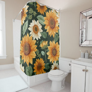 Boho Terracotta Zonnebloem Patroon Douchegordijn