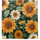 Boho Terracotta Zonnebloem Patroon Douchegordijn (Voorkant)