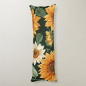 Boho Terracotta  Zonnebloem Patroon Lichaamskussen (Achterkant (Verticaal))