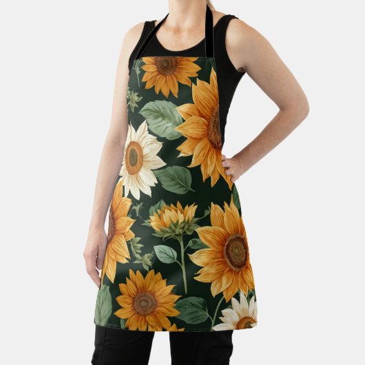 Boho Terracotta  Zonnebloem Patroon Schort (Insitu)