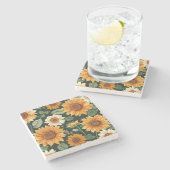 Boho Terracotta  Zonnebloem Patroon Stenen Onderzetter (Zijkant)