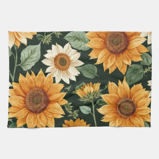 Boho Terracotta  Zonnebloem Patroon Theedoek (Horizontaal)