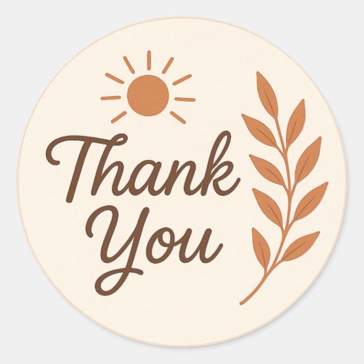 Boho Thank You Sticker – Earthy Aesthetic (Voorkant)