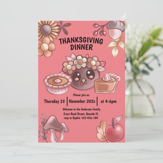 Boho Thanksgiving Diner Kaart (Staand voorkant)