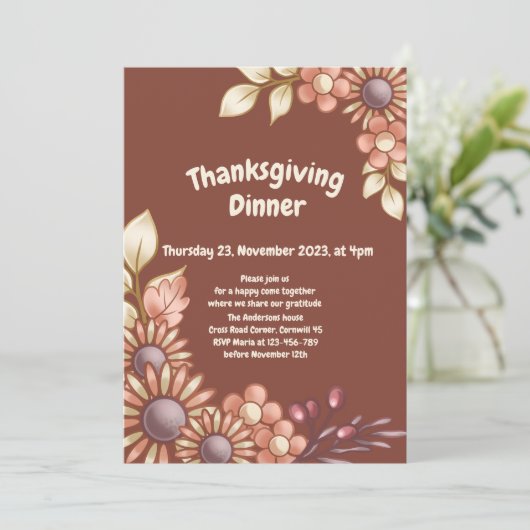 Boho Thanksgiving Diner Kaart (Staand voorkant)