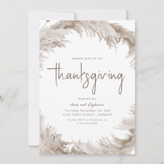 Boho Thanksgiving Diner Party Uitnodiging (Voorkant)