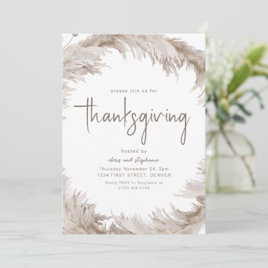 Boho Thanksgiving Diner Party Uitnodiging (Staand voorkant)