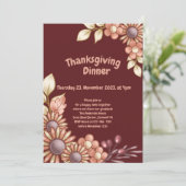 Boho Thanksgiving Dinner Invitation Kaart (Staand voorkant)