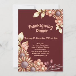 Boho Thanksgiving Dinner Invitation Kaart
