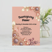 Boho Thanksgiving Dinner Invitation Kaart (Staand voorkant)