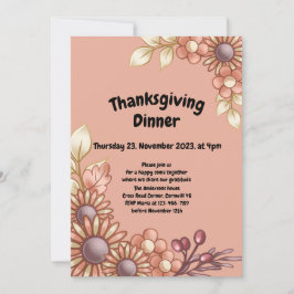 Boho Thanksgiving Dinner Invitation Kaart